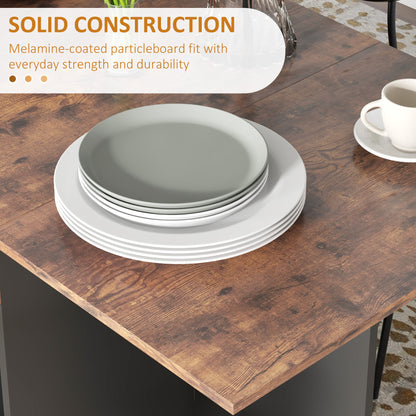 Foldable Dining Table, Drop Leaf Table with Storage, Rustic Brown