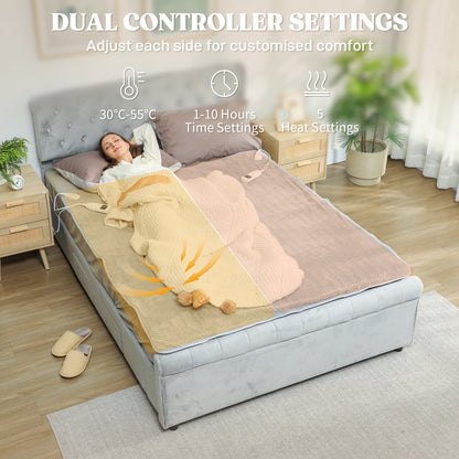 Heated Throw with Ultra Soft Velvet, Electric Blanket, Grey