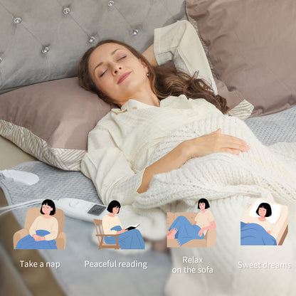 Heated Throw with Ultra Soft Velvet, Electric Blanket, Grey