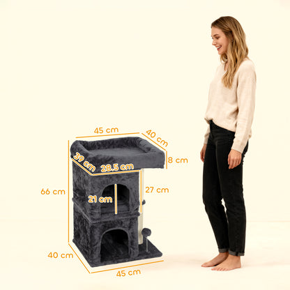 Small Cat Tree for Large Adult Cats Up to 7 KG with Large Perch 66 cm