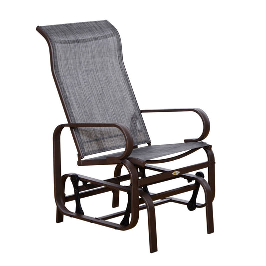 Outdoor Gliding Rocking Chair with Sturdy Metal Frame Garden Comfortable Swing Chair for Patio, Backyard and Poolside, Grey