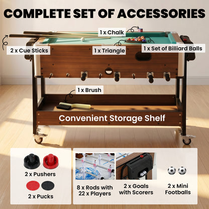 3 in 1 Reversible Multi Game Table with Lockable Wheels and Shelf