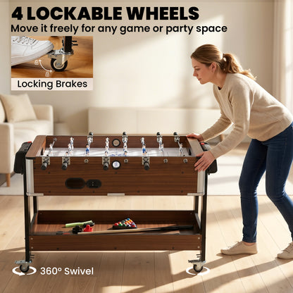 3 in 1 Reversible Multi Game Table with Lockable Wheels and Shelf