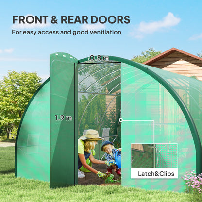 Tunnel Greenhouse Upgraded Structure, Hinged Doors, 4 x 3(m), Green