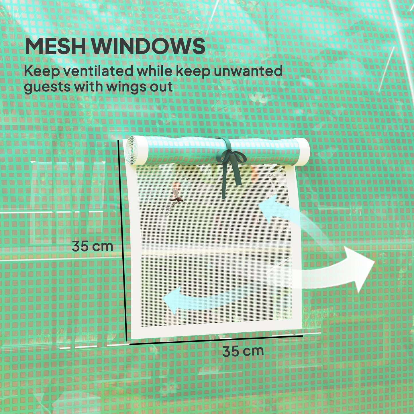 Tunnel Greenhouse Upgraded Structure, Hinged Doors, 4 x 3(m), Green