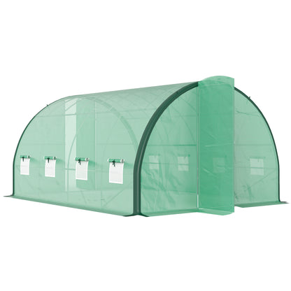 Tunnel Greenhouse Upgraded Structure, Hinged Doors, 4 x 3(m), Green