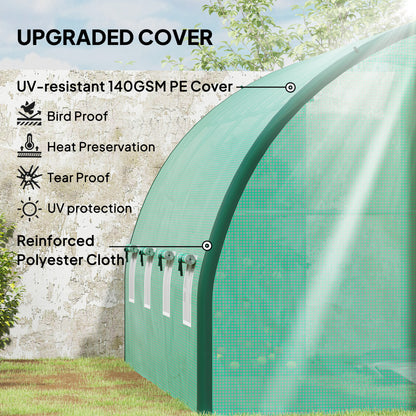 Tunnel Greenhouse Upgraded Structure, Hinged Doors, 4 x 3(m), Green