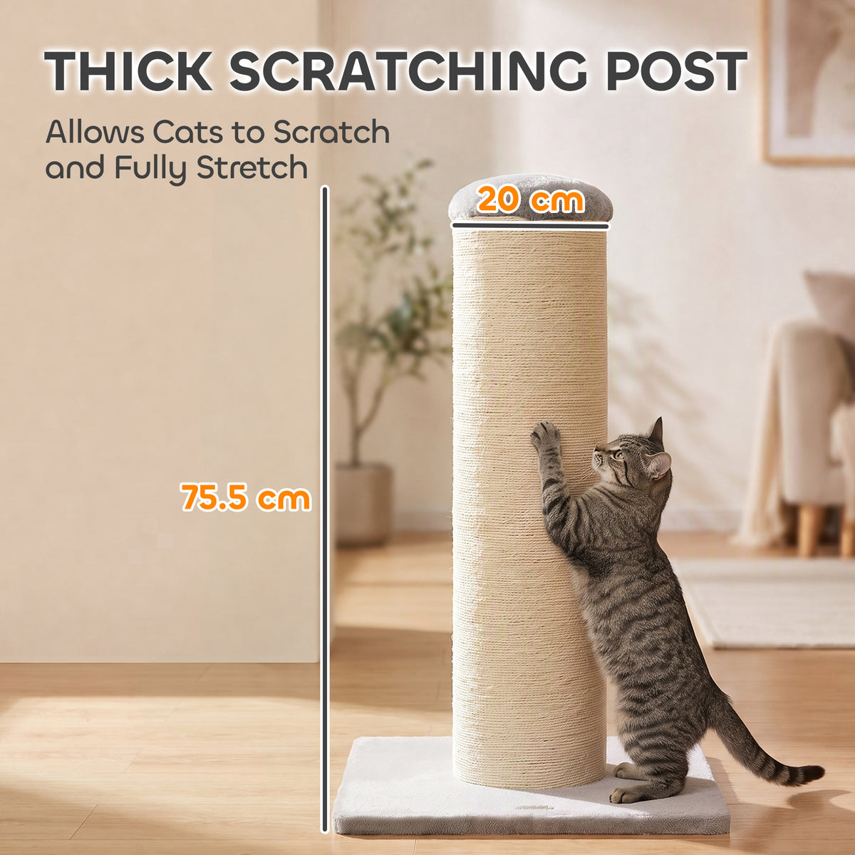 Cat Scratching Post, 76cm Tall Scratch Post for Indoor Cats