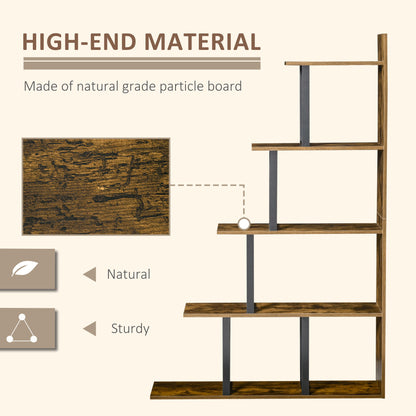 5-Tier Ladder Shelf Display Plant Stand Home Ladder Rustic Brown
