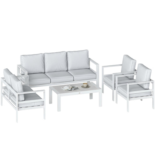 Aluminium Garden Furniture Sofa Set with Olefin Cushions, White