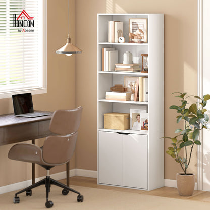 2 Door 4 Shelves Bookcase Wooden Storage Cabinet Display Unit White