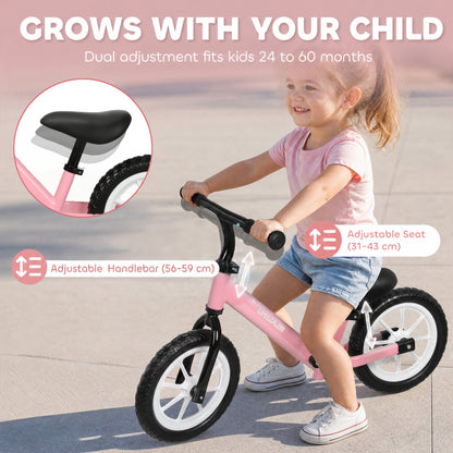 11.2" Balance Bike with Lighting Wheels for 2-5 Years, Pink