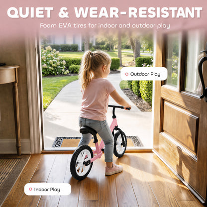 11.2" Balance Bike with Lighting Wheels for 2-5 Years, Pink