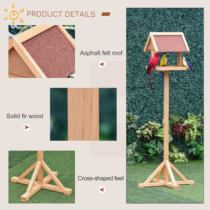 Wooden Bird Table Wild Bird Feeding Station Freestanding Feeder for Garden Outdoor 55 x 55 x 144cm