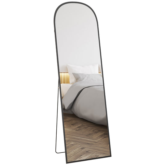 Full Length Mirror with Aluminium Alloy Frame Hanging or Leaning Black