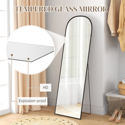 Full Length Mirror with Aluminium Alloy Frame Hanging or Leaning Black