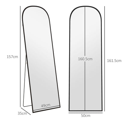 Full Length Mirror with Aluminium Alloy Frame Hanging or Leaning Black