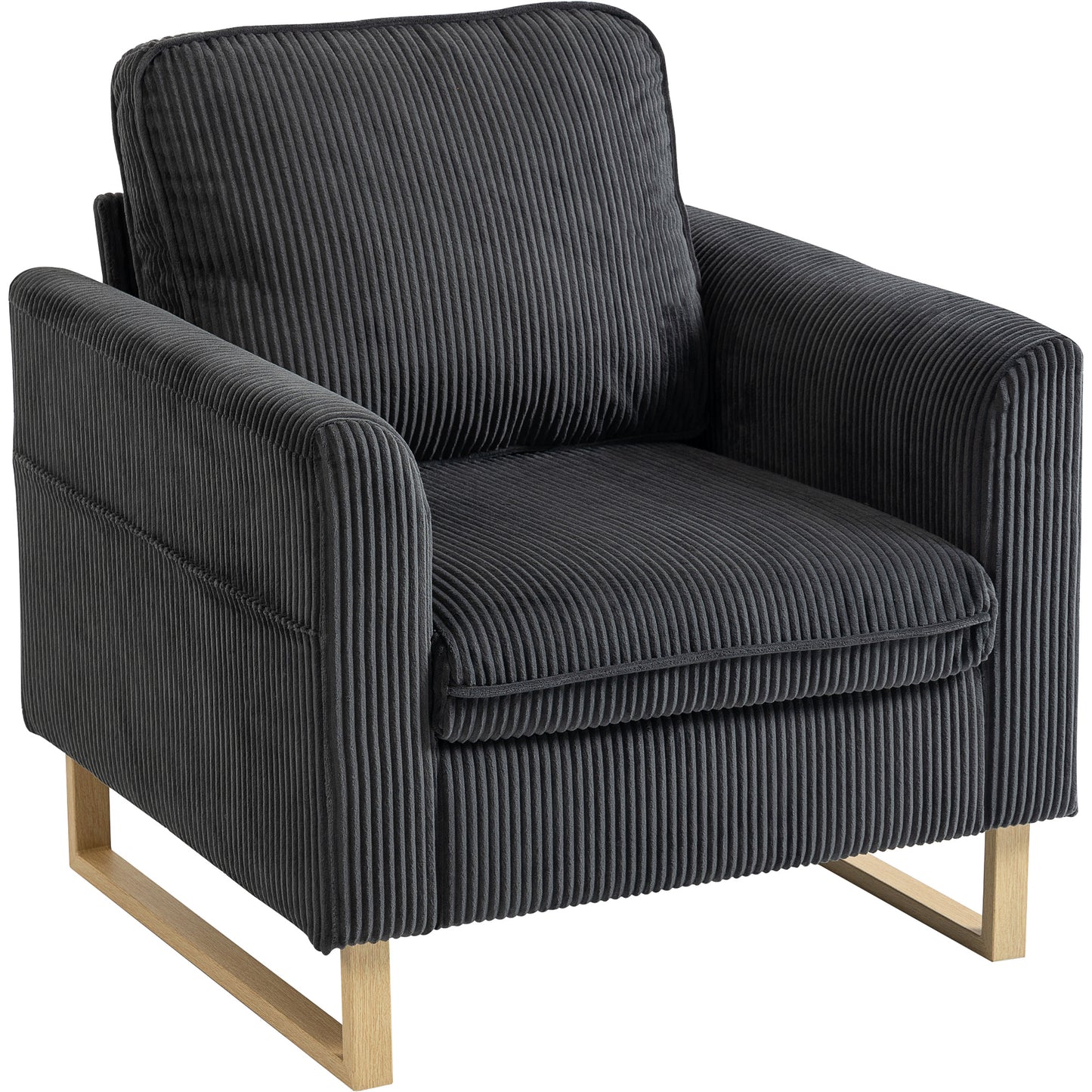 Accent Chair with Metal Legs and Spring Dark Grey