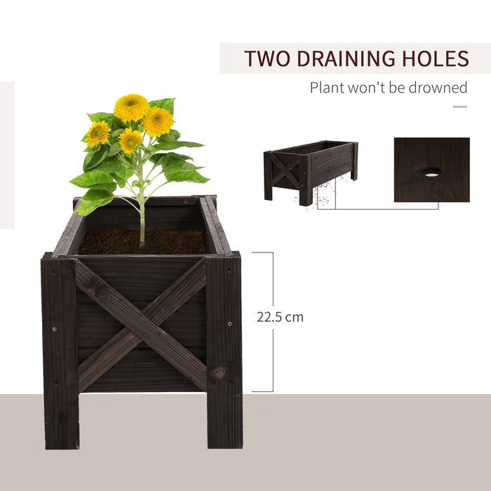 Garden Raised Bed Planter Grow Containers for Outdoor Patio Plant Flower Vegetable Pot Fir Wood, 100 x 36.5 x 36 cm