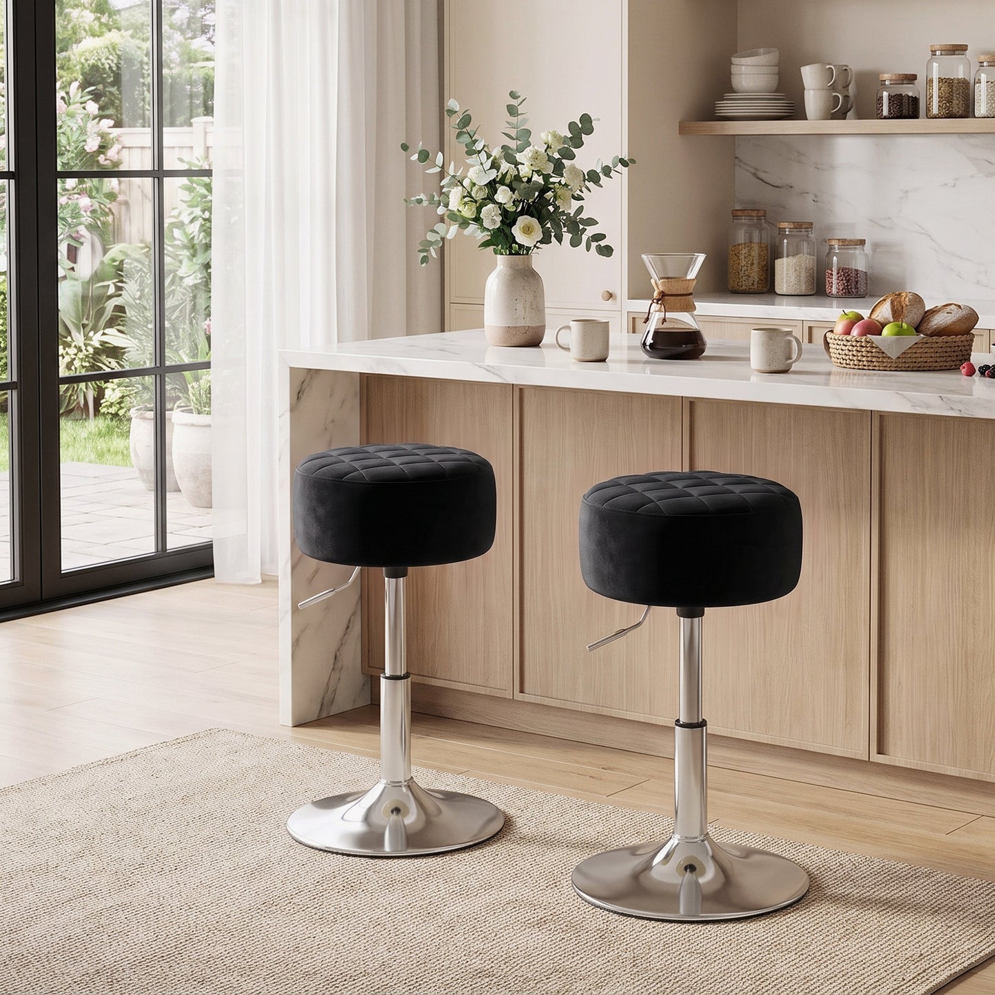 Bar Stool Adjustable Swivel 1 Piece, Black