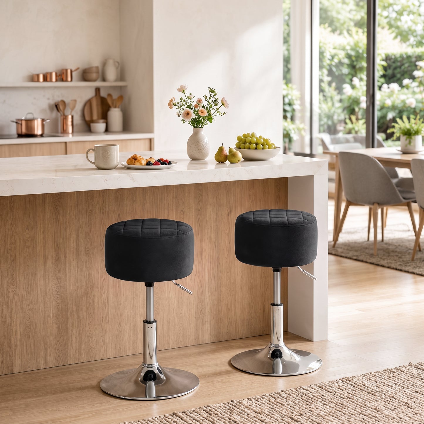 Bar Stool Adjustable Swivel 1 Piece, Black