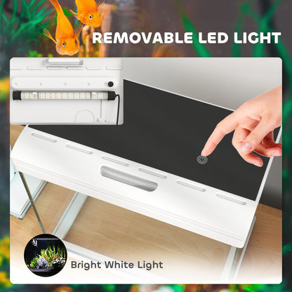 17L Fish Tank, Glass Aquarium with Filter System, LED Light, Water Pump, Fish Tank Starter Kits for Betta, Goldfish, Shrimps, Cold Water Fish, White