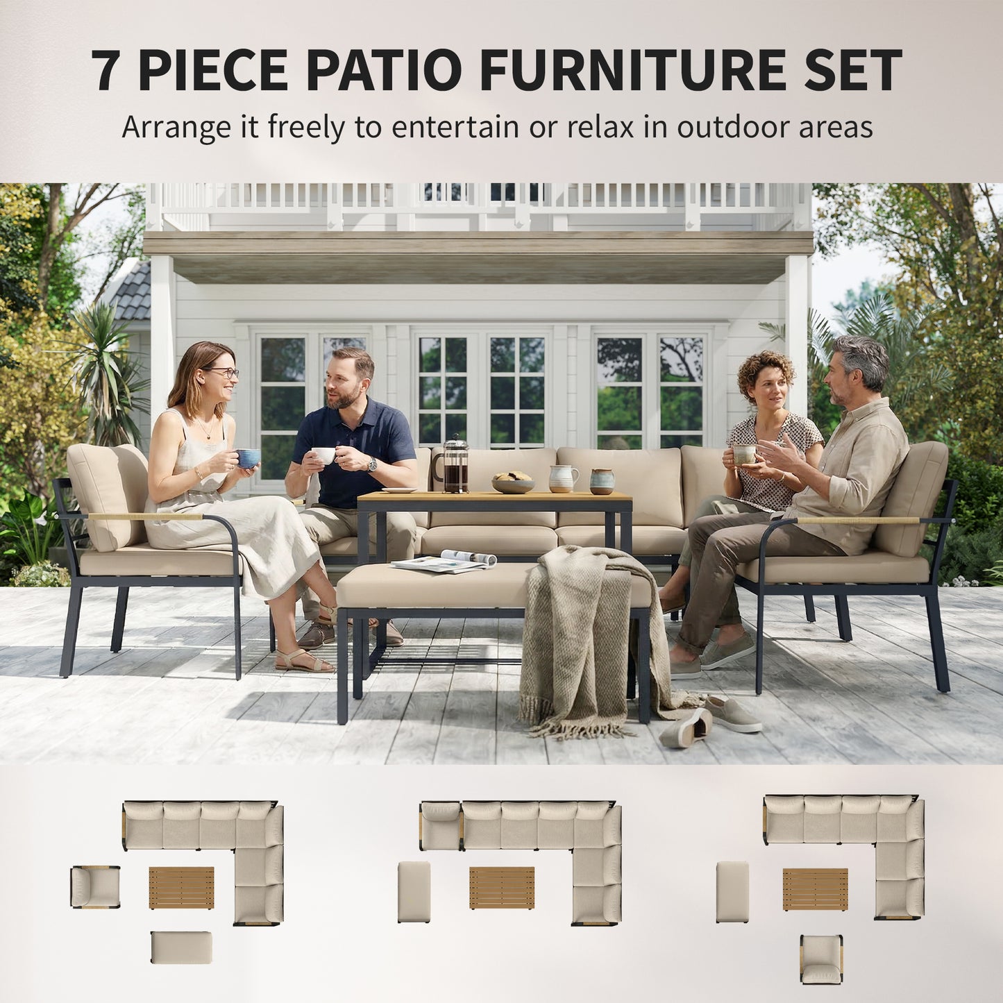 7 Seater Garden Furniture Set, Outdoor Furniture Conversation Sets