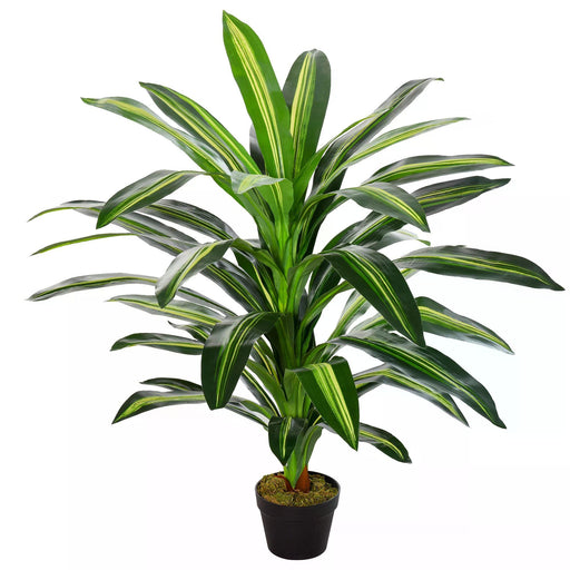 110cm/3.6FT Artificial Dracaena Tree Decorative Plant 40 Leaves with Nursery Pot, Fake Tropical Tree for Indoor Outdoor Decor