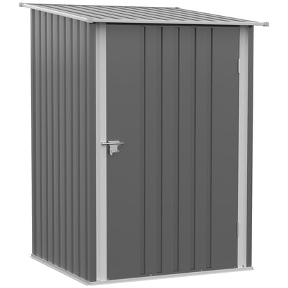 3.3ft x 3.4ft Lean to Garden Shed, Metal Outdoor Storage Shed with Single Lockable Door, Tool Storage Shed for Garden, Patio, Lawn, Grey