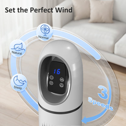 Tower Fan for Bedroom, Standing Floor Fan with 70° Oscillating, White