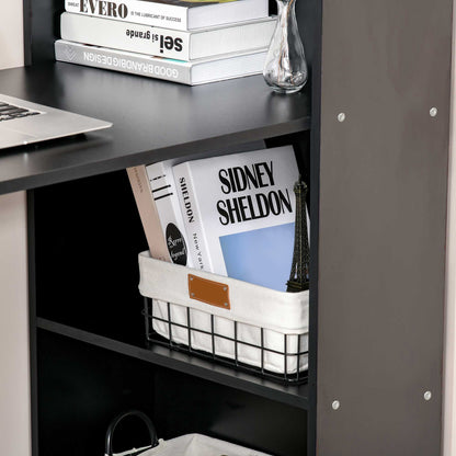 120cm Computer Desk Bookshelf Writing Table 6 Shelves Black