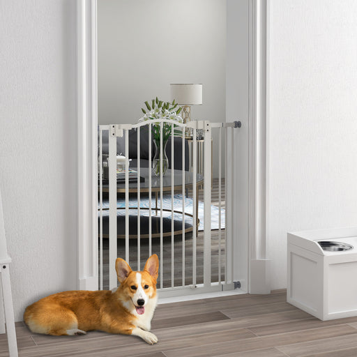 Metal Pet Safety Gate Dog Gate Folding Fence, White