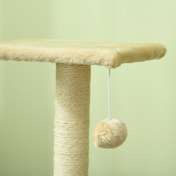 72cm Cat Tree with Scratching Post, Pad for Indoor Cats - Cream White