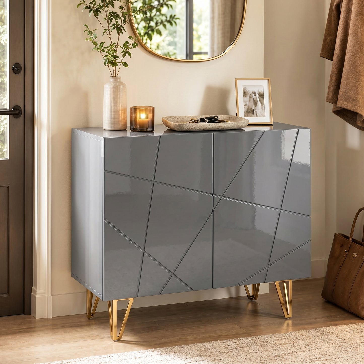 Storage Cabinet, Sideboard with Adjustable Shelf, Grey