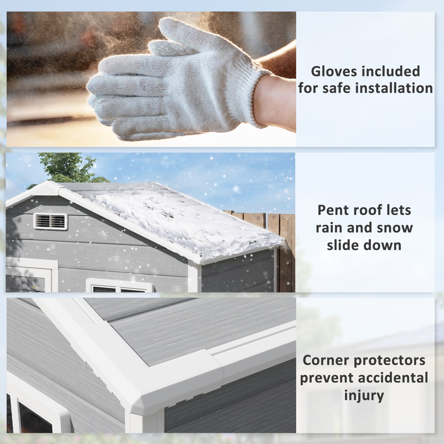 6 x 4ft Garden Shed, Plastic Shed with Floor, Window, Lockable Door and Vents, Wood Effect Resin Tool Shed for Outdoor, Grey