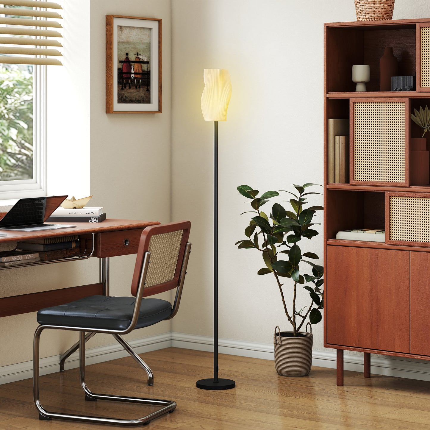 3D Printed Standing Lamp with Shade, 3 Colour Temperature, White