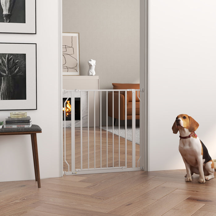 Extra Wide Dog Safety Gate, with Door Pressure, for Doorways, Hallways, Staircases - White