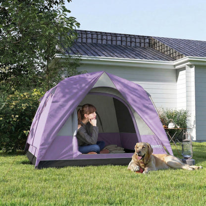 3-4 Person Camping Tent, Waterproof Tent, Purple