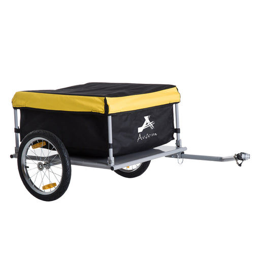 Steel Frame Bike Cargo Trailer Storage Cart and Luggage Trailer with Hitch Yellow