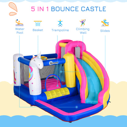 5 in 1 Bouncy Castle for Children with Blower for 3-8 Years Old Kids