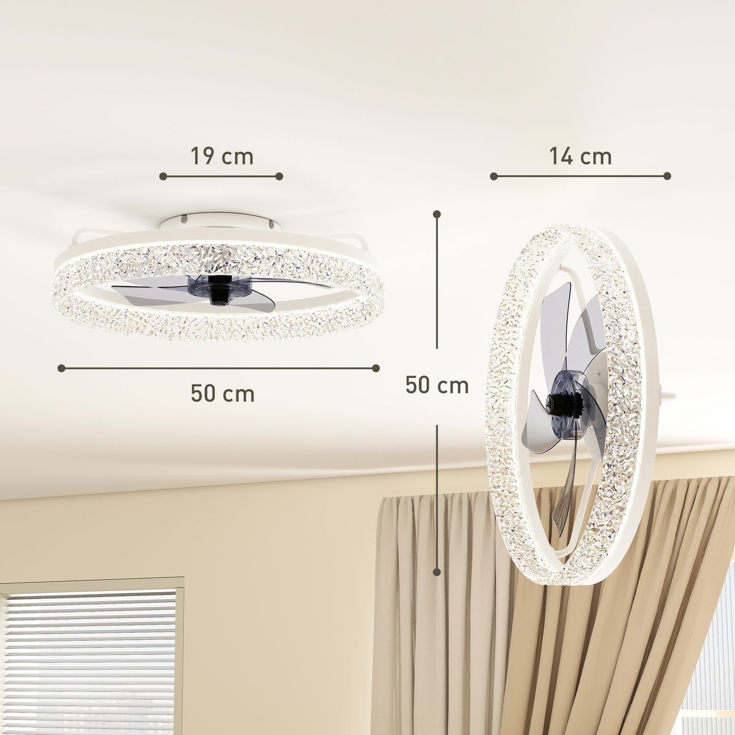 Ceiling Fans with Lights and Remote & App Control for Bedroom, White
