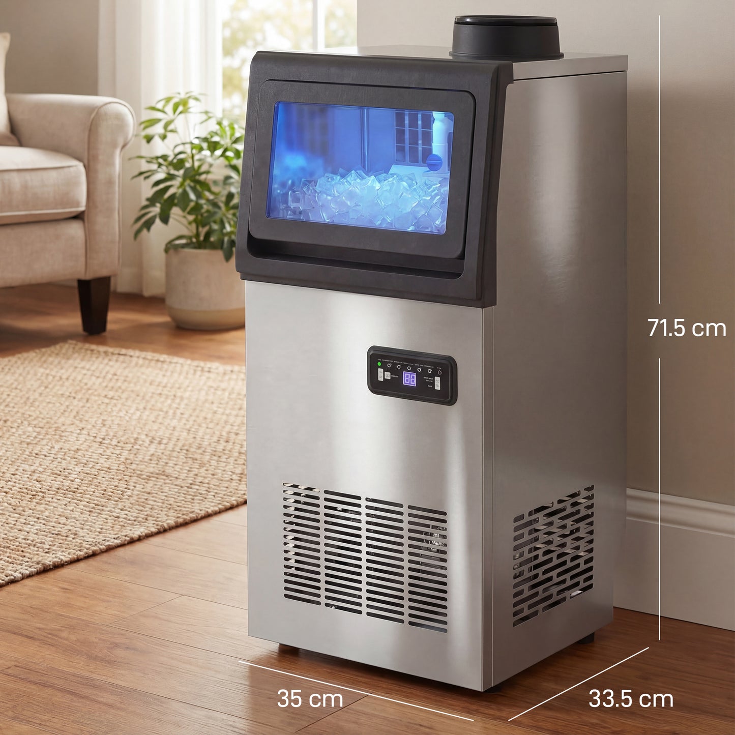 45kg/24H Commercial Ice Maker Machine with Auto Self-Cleaning