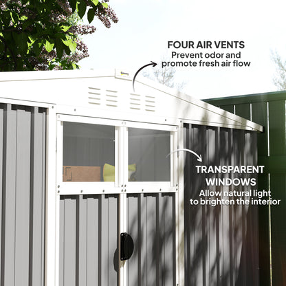 8 x 4 ft Garden Storage Shed, Outdoor Metal Shed, Light Grey