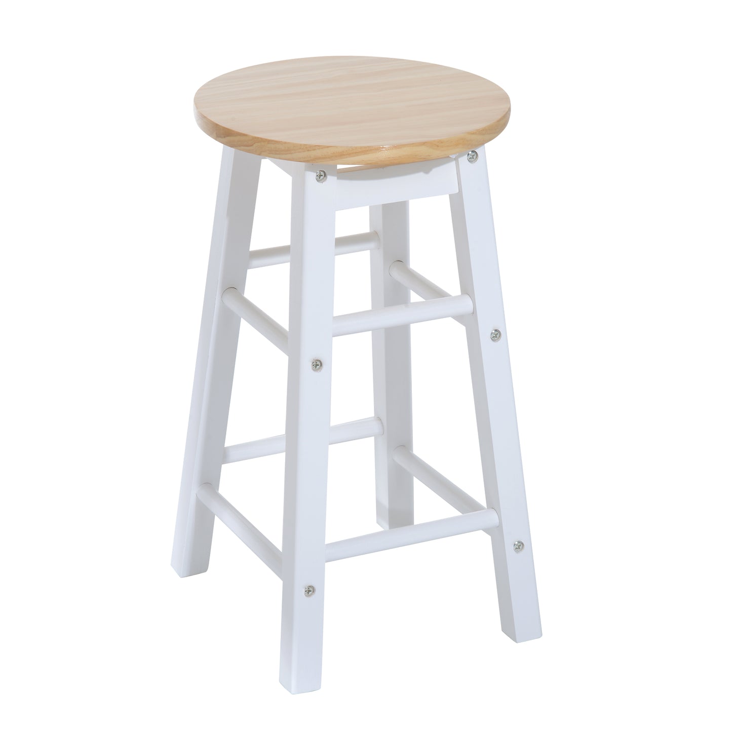 3pc Wooden Kitchen Cart Trollet Table Folding Stools Space-saving