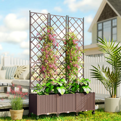 Plastic Raised Planter with Trellis and Self Watering Design