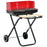 BBQ Grill Charcoal Barbecue Grill Garden Foldable BBQ Trolley w/ Windshield, Wheels, Side Trays, Red/Black