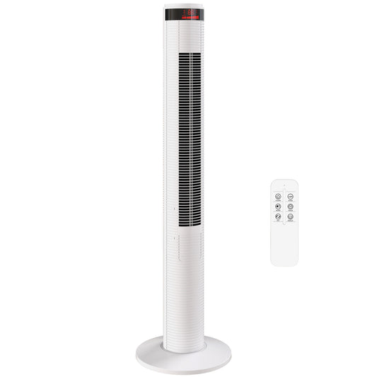 Oscillating Tower Fan Remote Control 3 Speed Modes Cooling Machine White