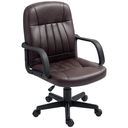 PU Leather Office Chair Swivel Home Computer Desk Chair, Dark Brown