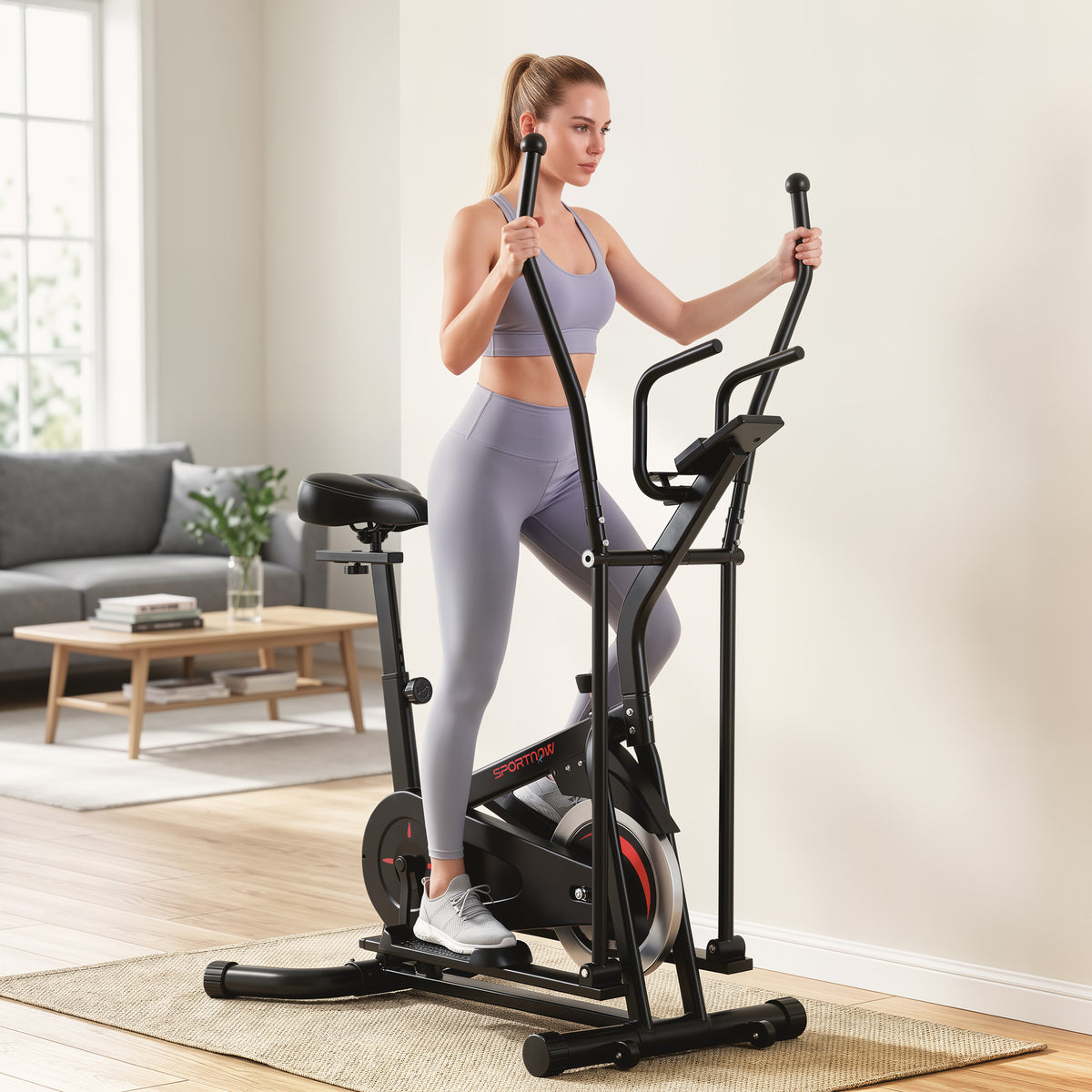 2-in-1 Cross Trainer and Exercise Bike with 6kg Flywheel and App Connectivity - Black