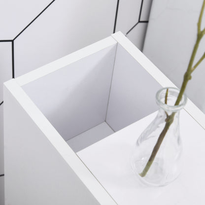 Slim Bathroom Storage with 2 Drawers, 2 Open and Wheels, White